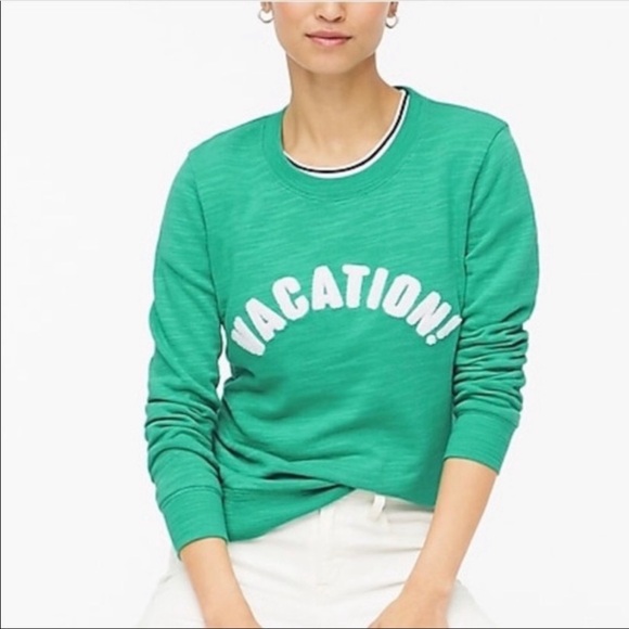 J. Crew Factory | Tops | J Crew Vacation Green Crewneck Long Sleeved  Sweatshirt M | Poshmark